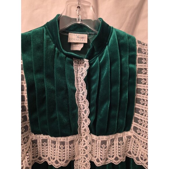 Gilligan O'Malley Womens Nightgown Vintage Velvet Velour Snap Long Green Small - Picture 8 of 11